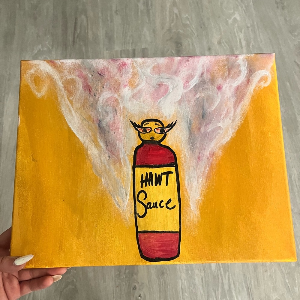 Original Smoking Hot Hawt Sauce Art Canvas Acrylic Painting 11x14